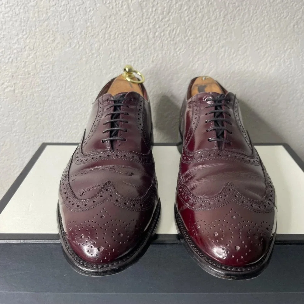 Allen Edmonds Lloyd 14608 Wingtip Burgundy Leather Oxford Dress Shoes Men's 11 C
